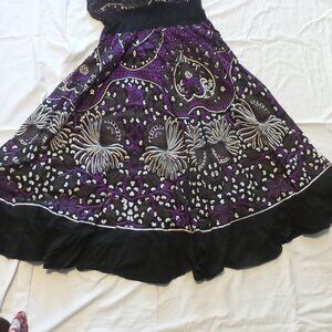 Summer Dress J Lee 1x BoHo Purple Black